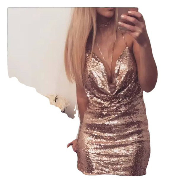 Sparkling Nights with Chelsea Open Back Sexy Dress