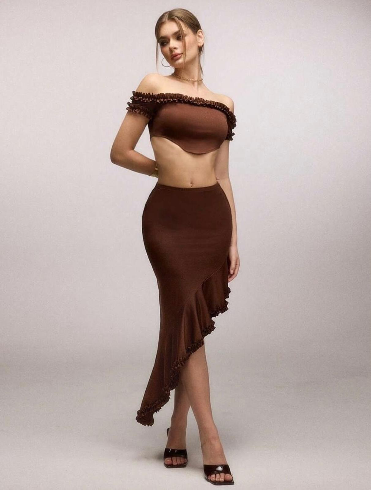 Franchesca ruffles matching skirt set