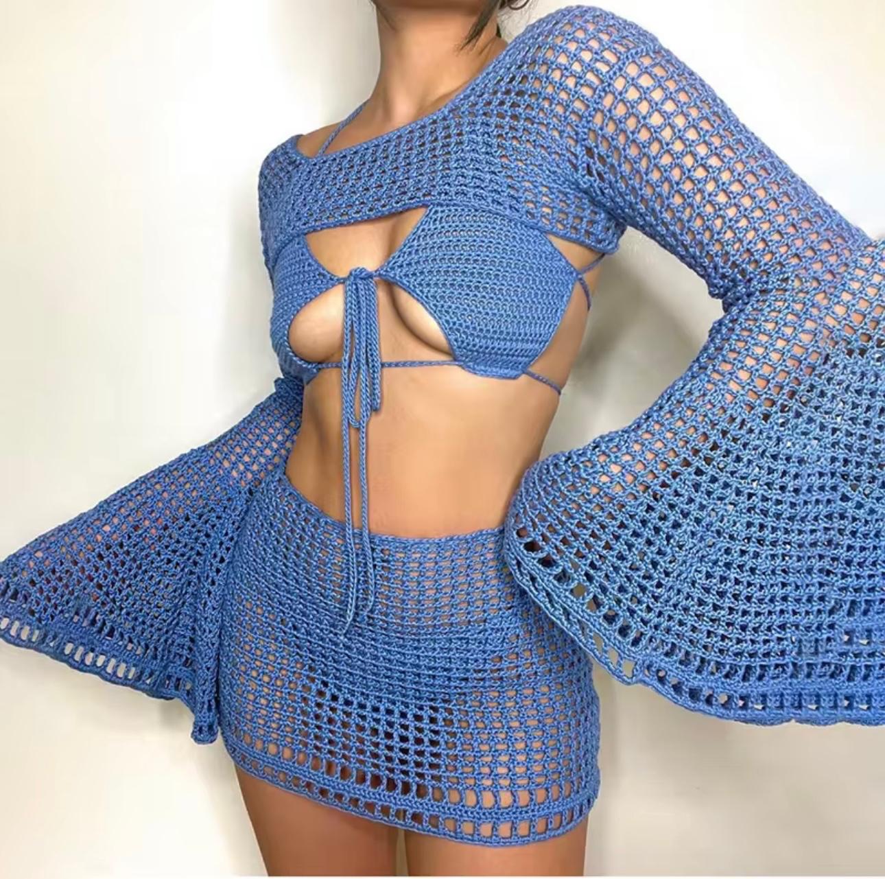 UCVOGUE Bali knitting butterfly bikini cover-up style