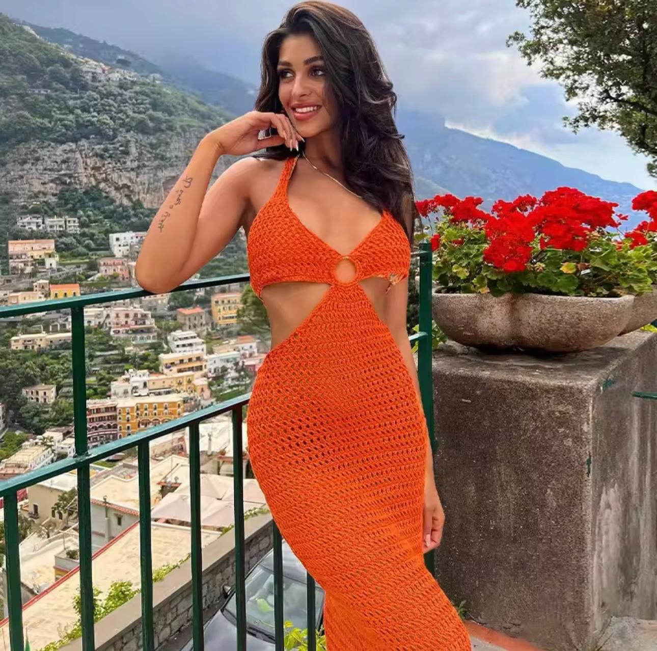 UCVOGUE knitting Summer Maxi dress