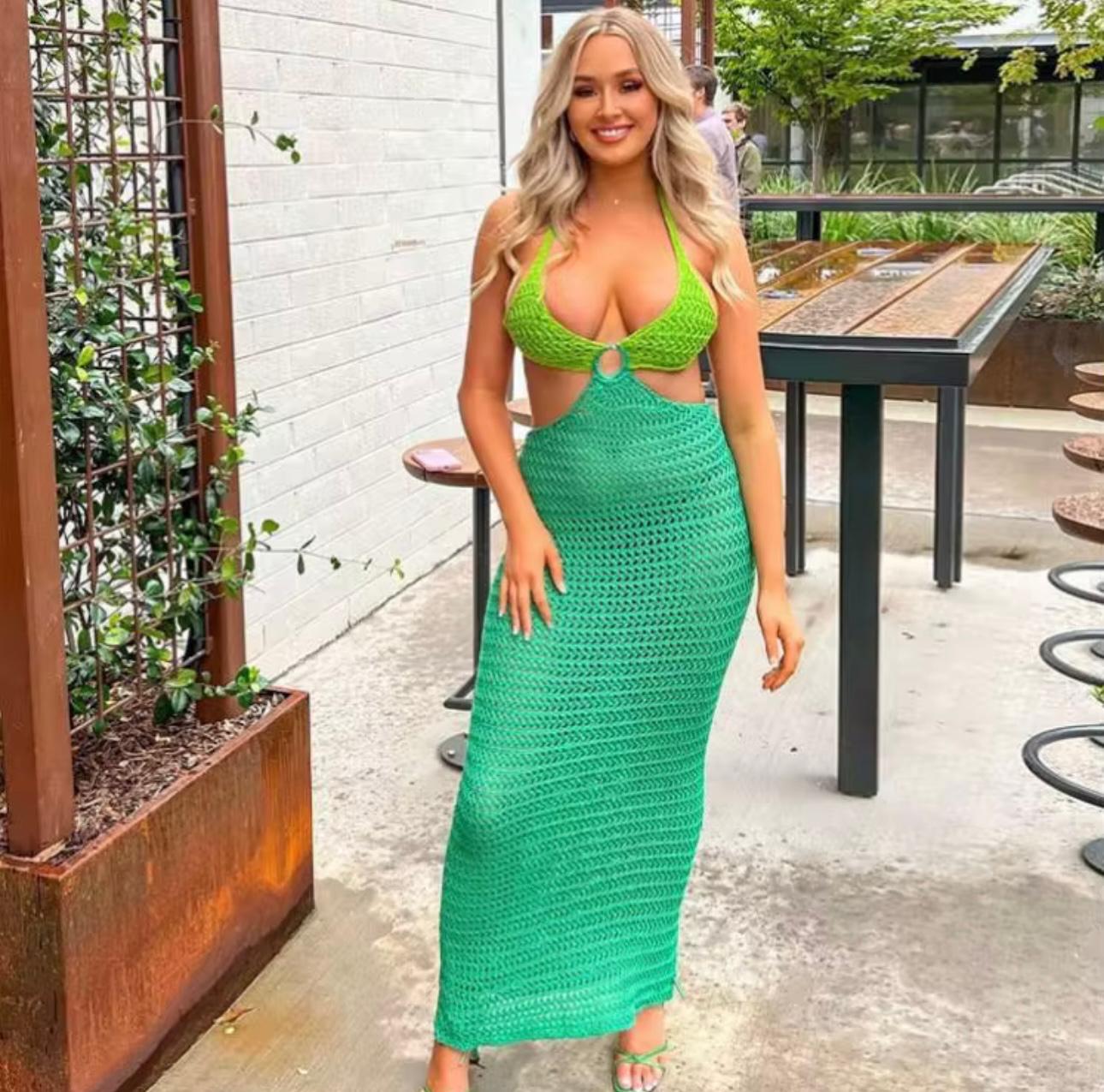 UCVOGUE knitting Summer Maxi dress