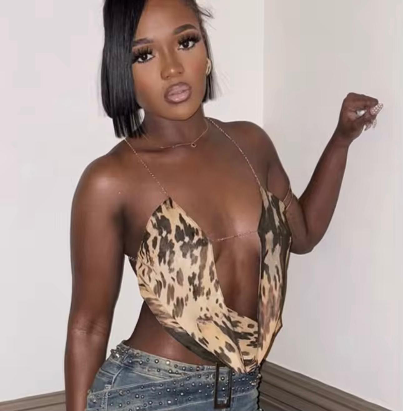 UCVOGUE chain open backless sleeveless top