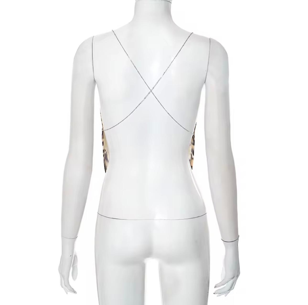 UCVOGUE chain open backless sleeveless top