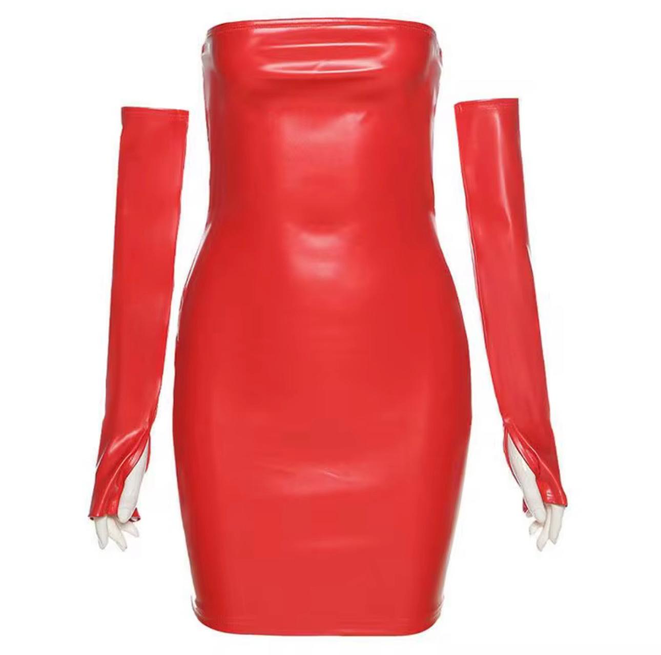 UCVOGUE 2026 leather party mini dress