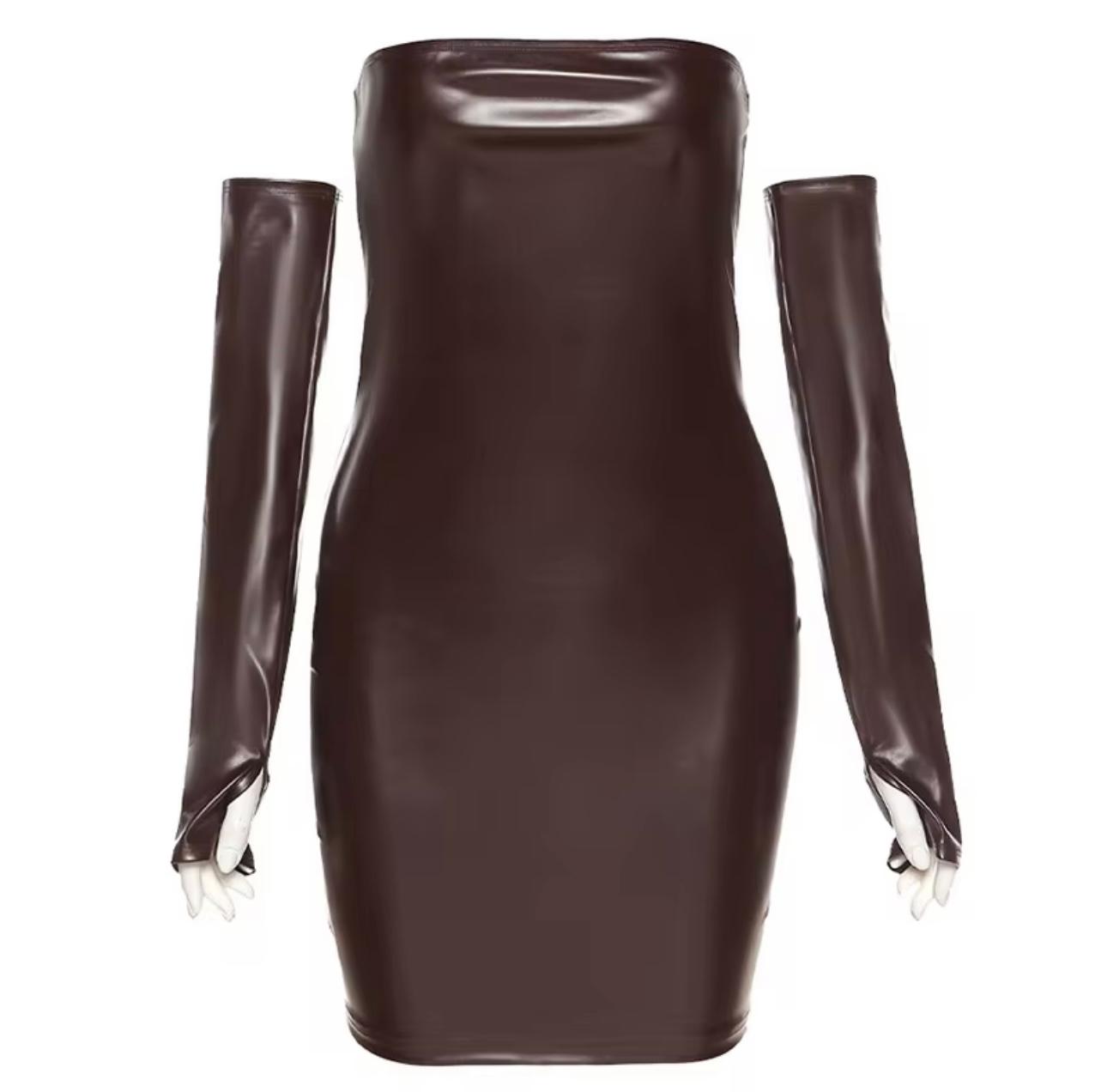 UCVOGUE 2026 leather party mini dress