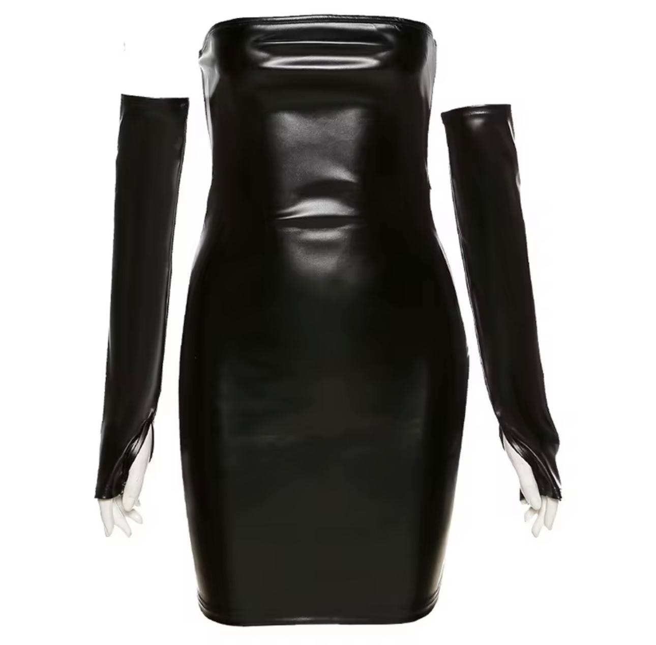 UCVOGUE 2026 leather party mini dress