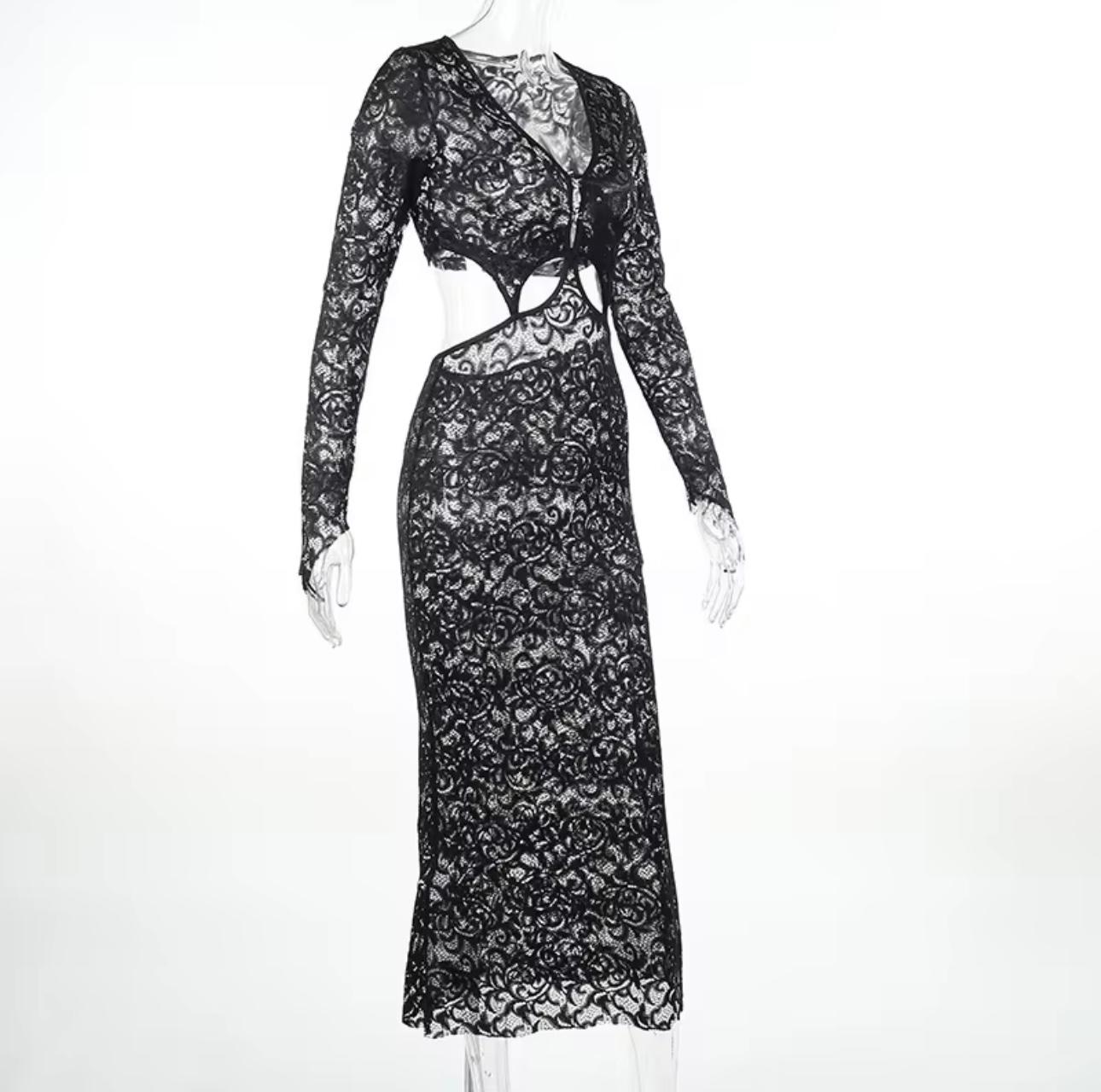 UCVOGUE Floral lace Pretty woman sleeve dress