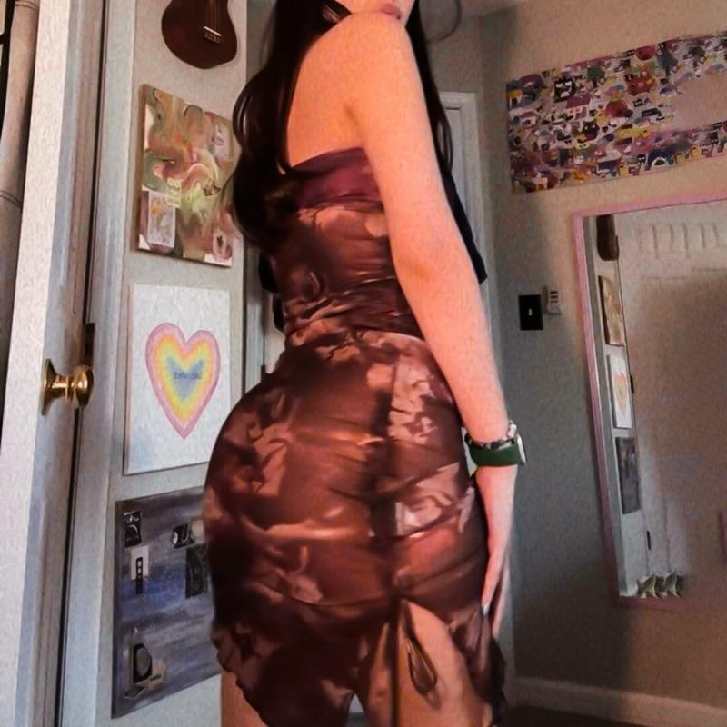 Kailua mesh print sexy mini dress
