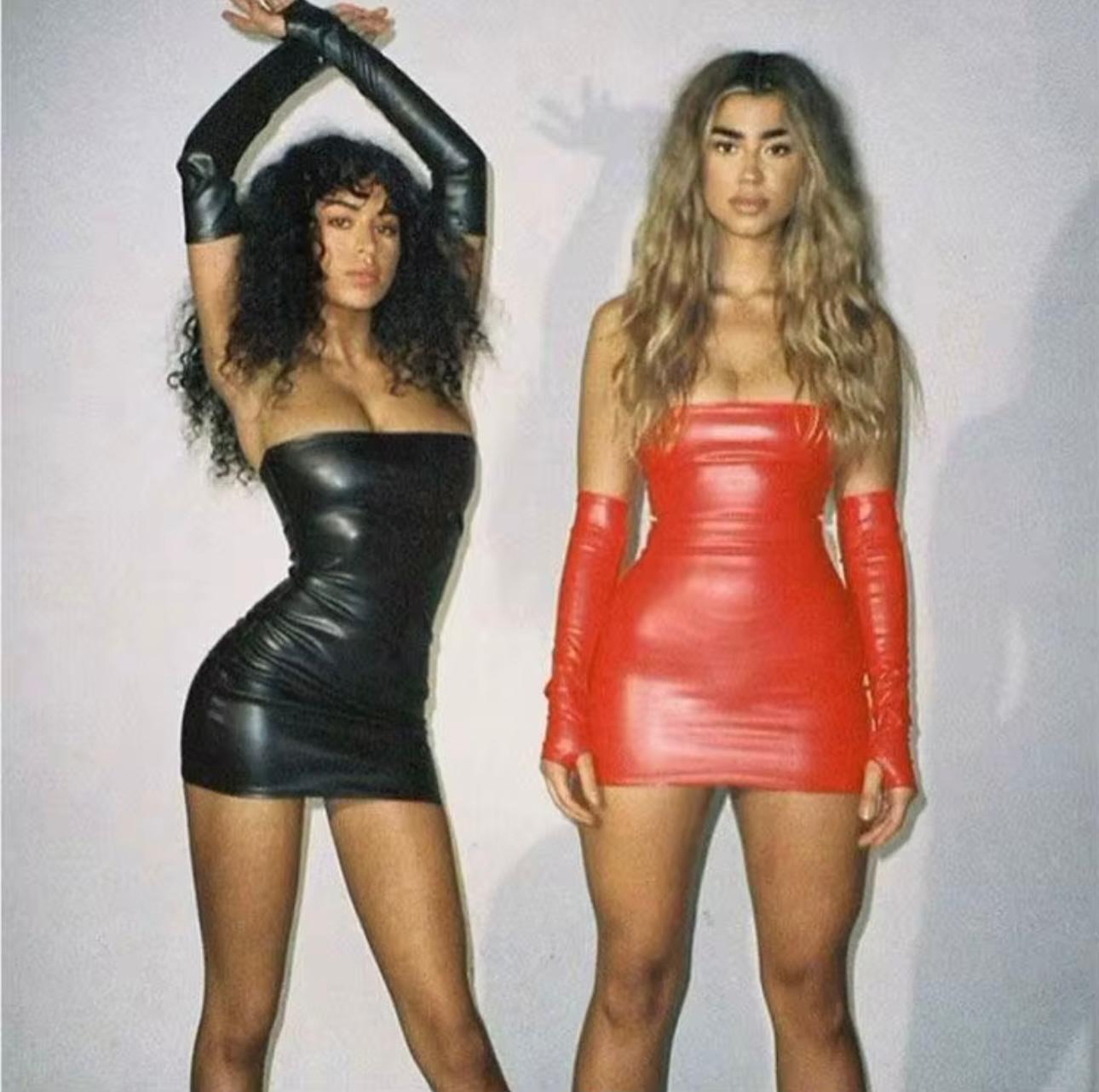 UCVOGUE 2026 leather party mini dress