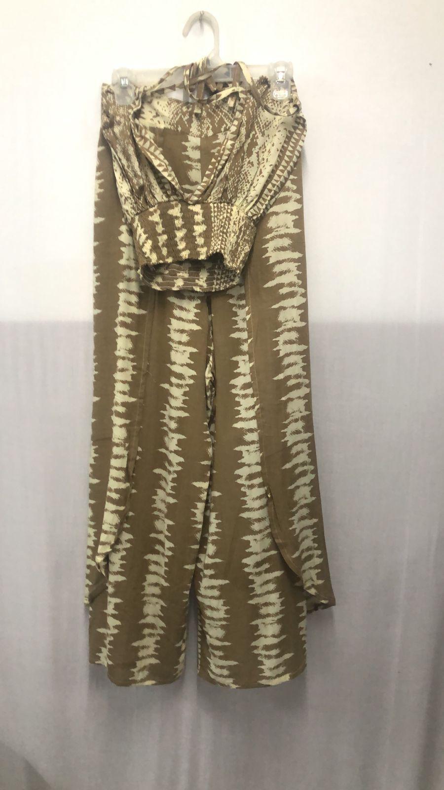UCVOGUE Polynesian wrap around pant two piece set