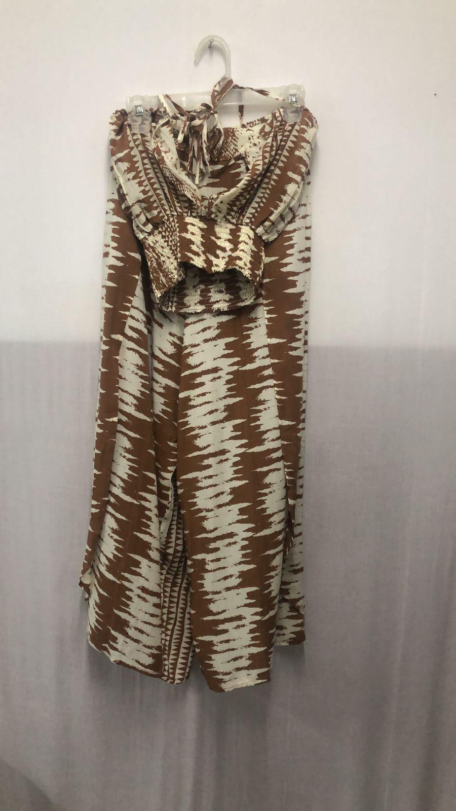 UCVOGUE Polynesian wrap around pant two piece set