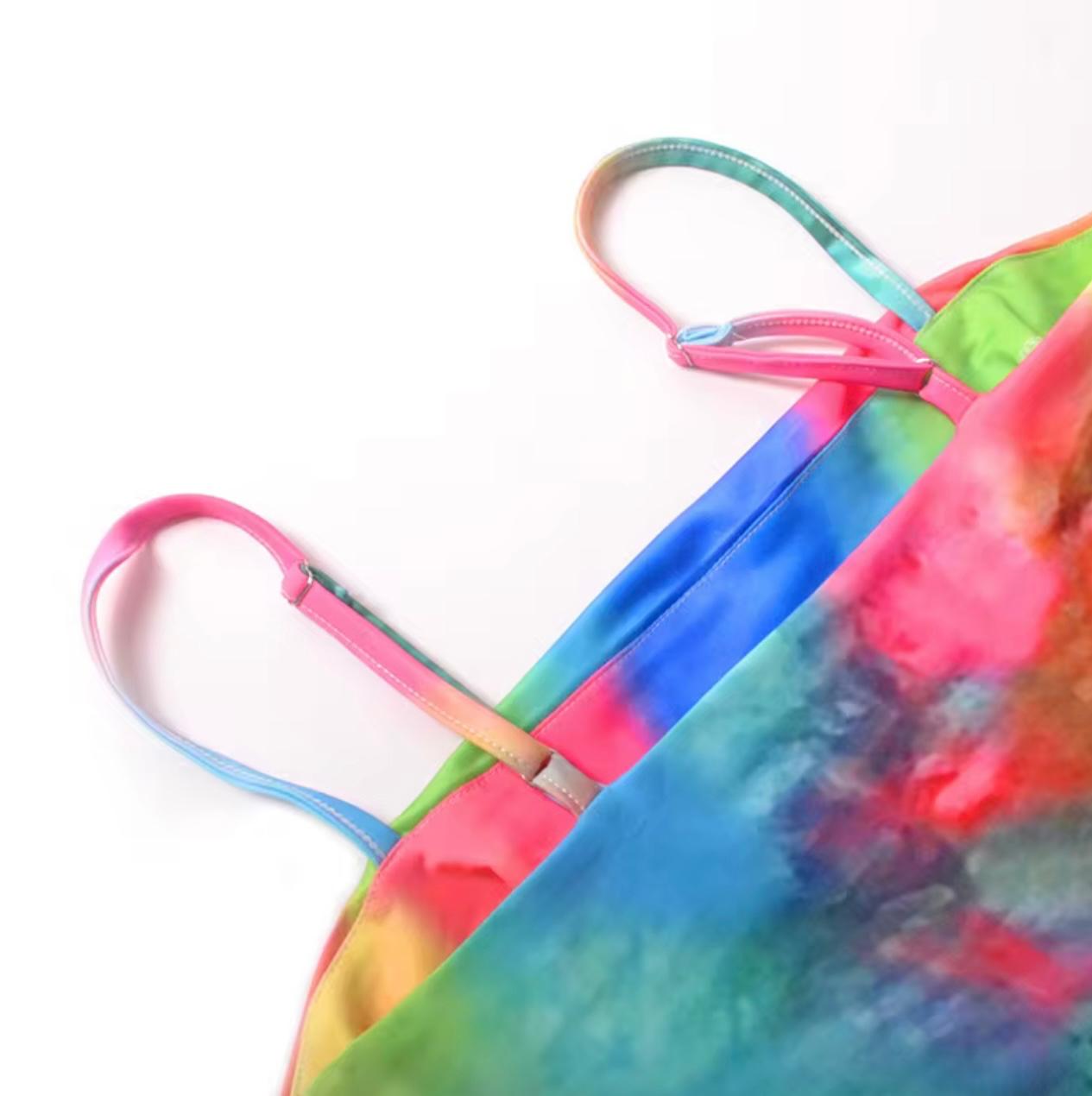 UCVOGUE Tie-dye spaghetti straps mini dress