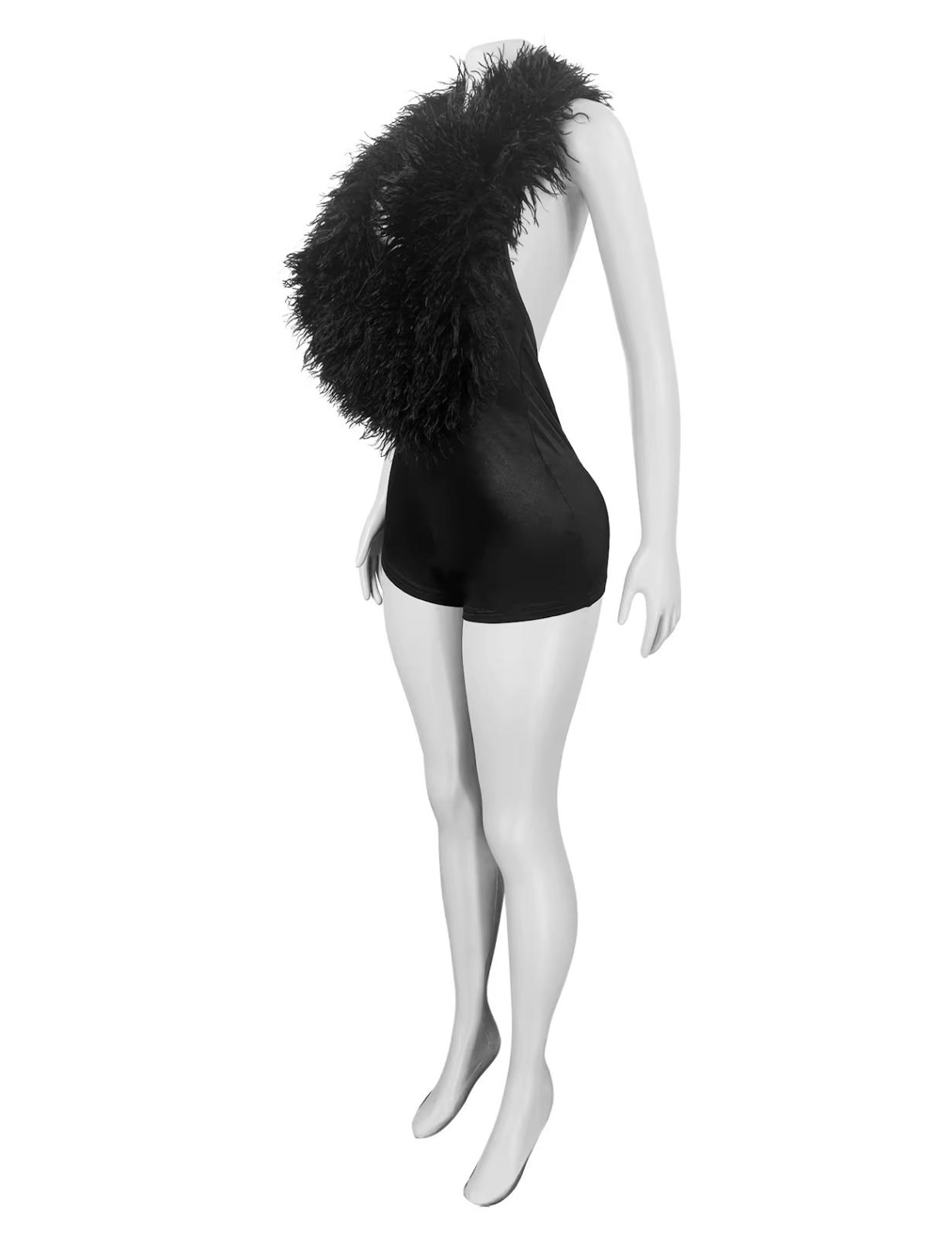 UCVOGUE v-neck feathers halter top jumpsuit