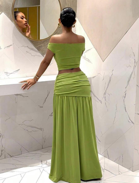 UCVOGUE matching elegance long skirt set