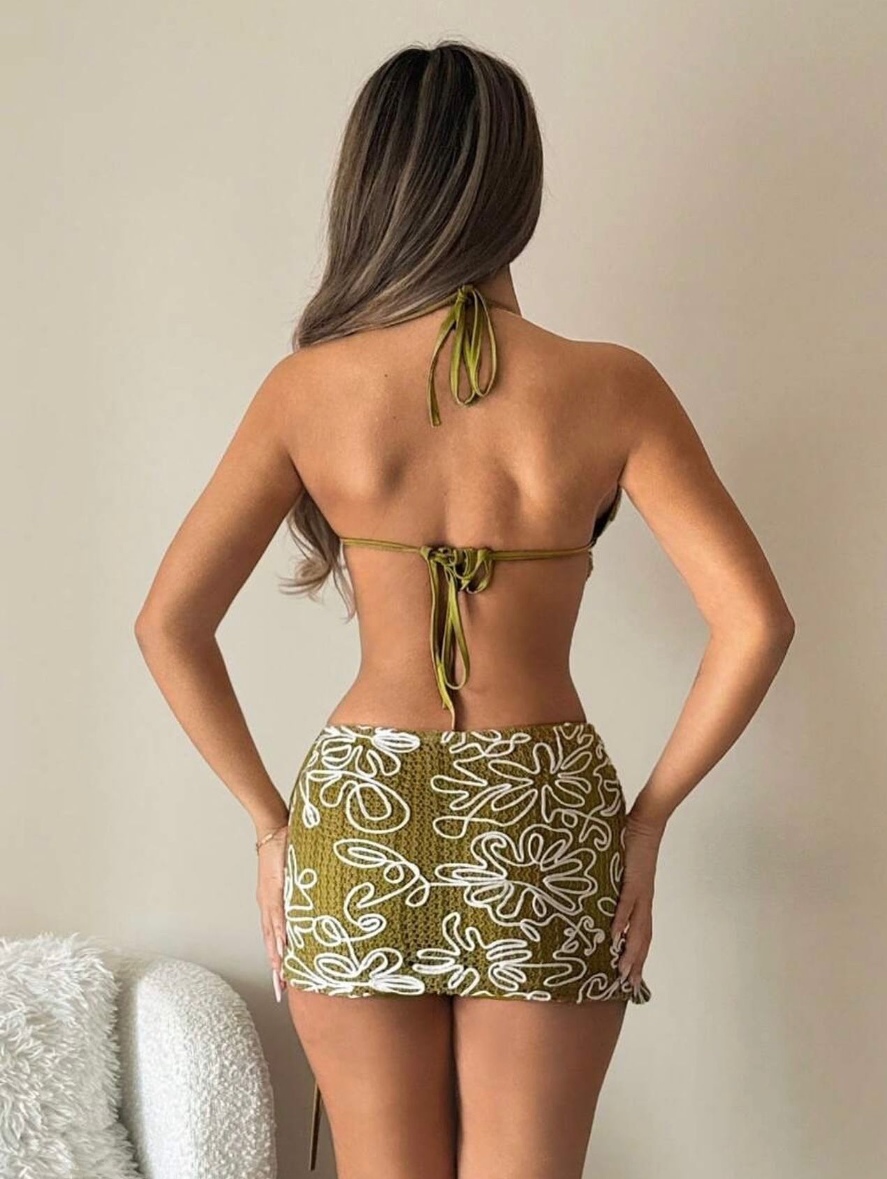 Sofia embroidery short skirt set