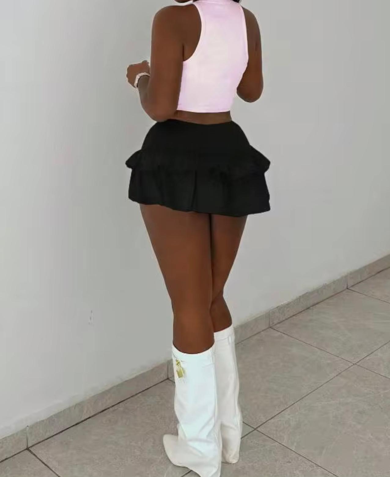 UCVOGUE ruffles mini skirt