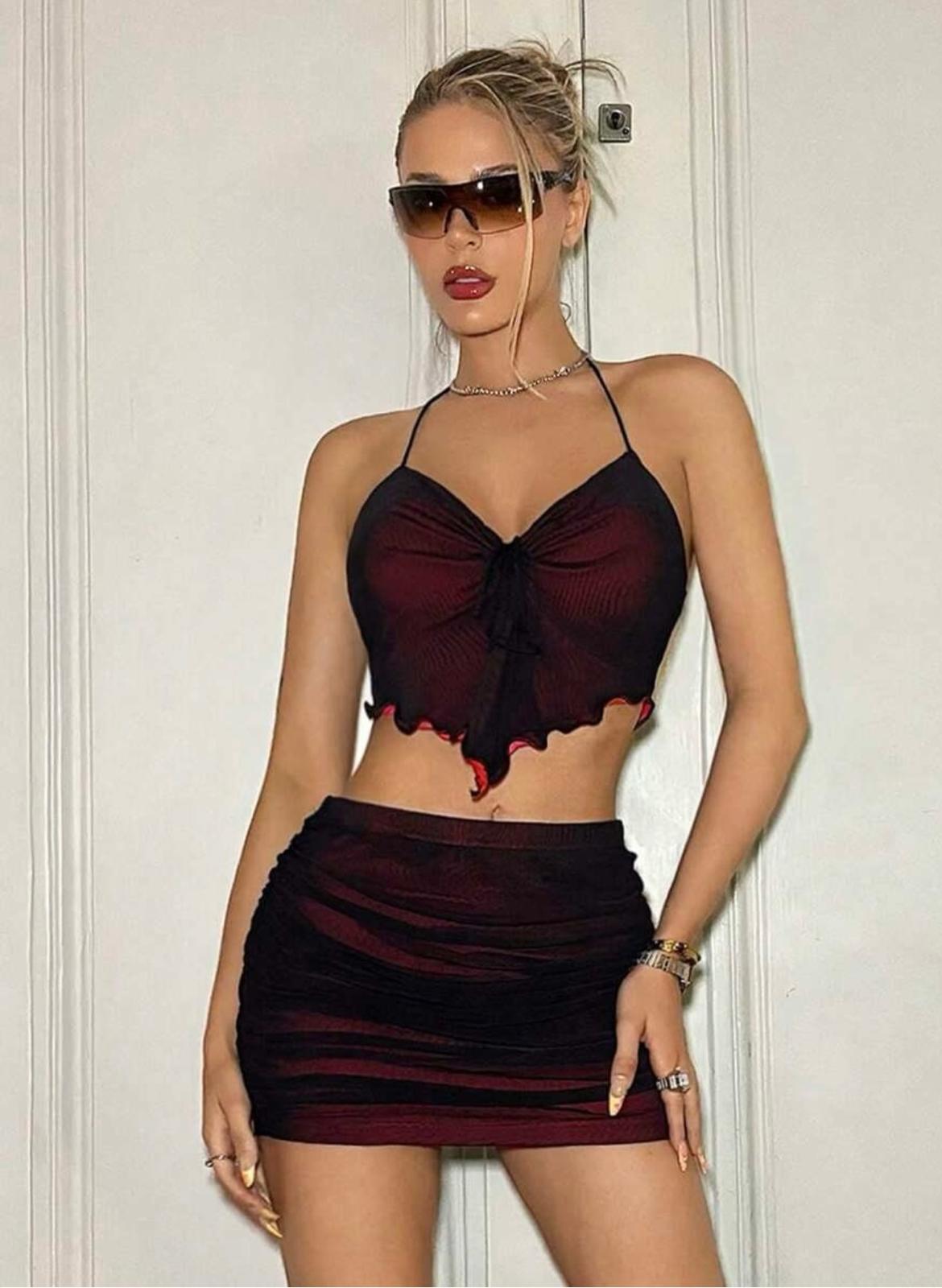 UCVOGUE short skirt top set
