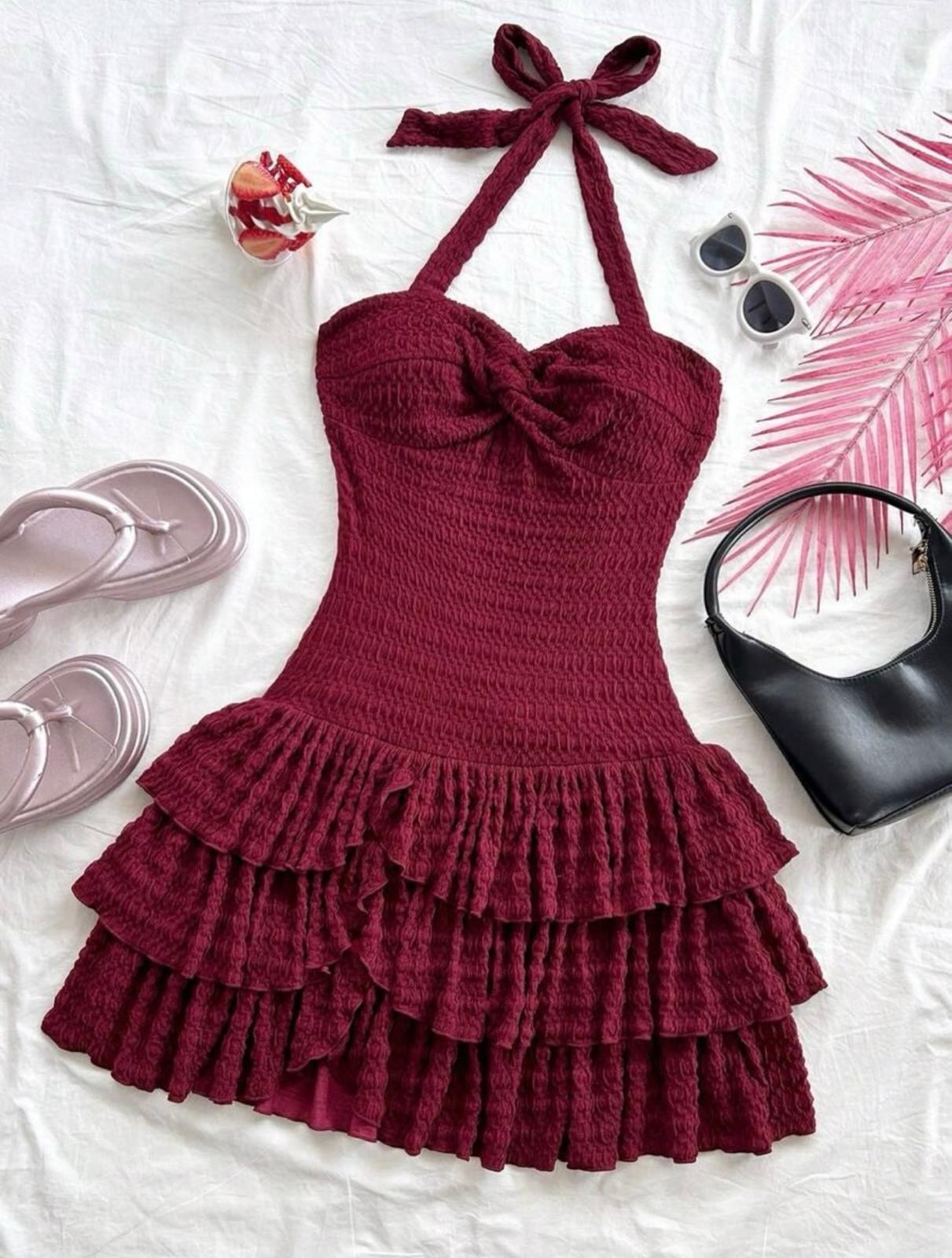 UCVOGUE halter mini dress