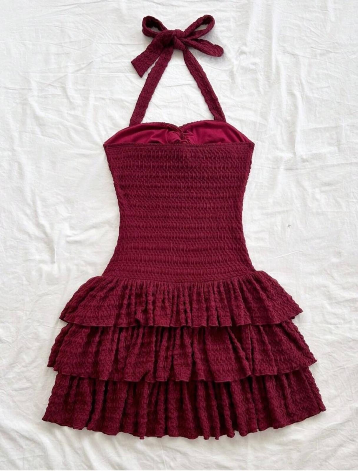 UCVOGUE halter mini dress