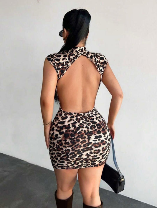 UCVOGUE sexy open back body-con mini dress