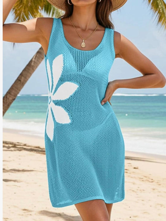 UCVOGUE hibiscus Flowers acrylic summer cover-up style