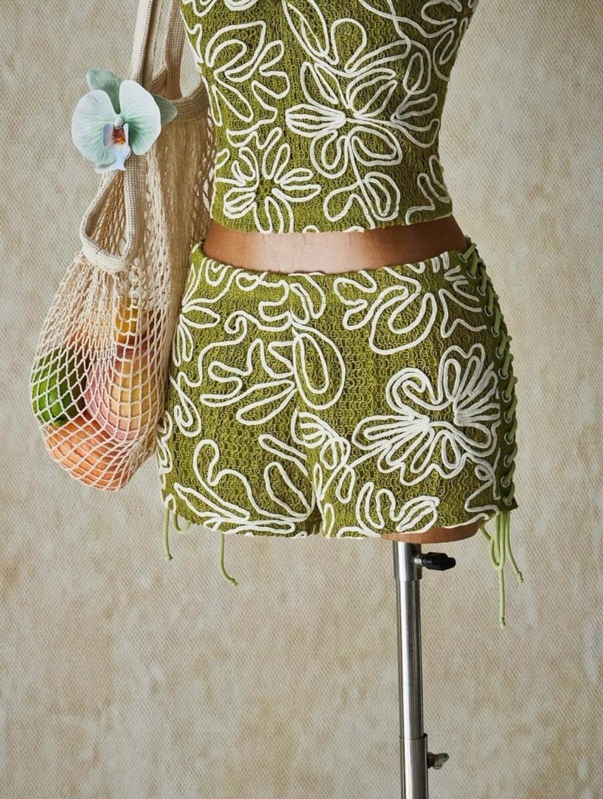 UCVOGUE embroidered matching vibes top & short pant outfit