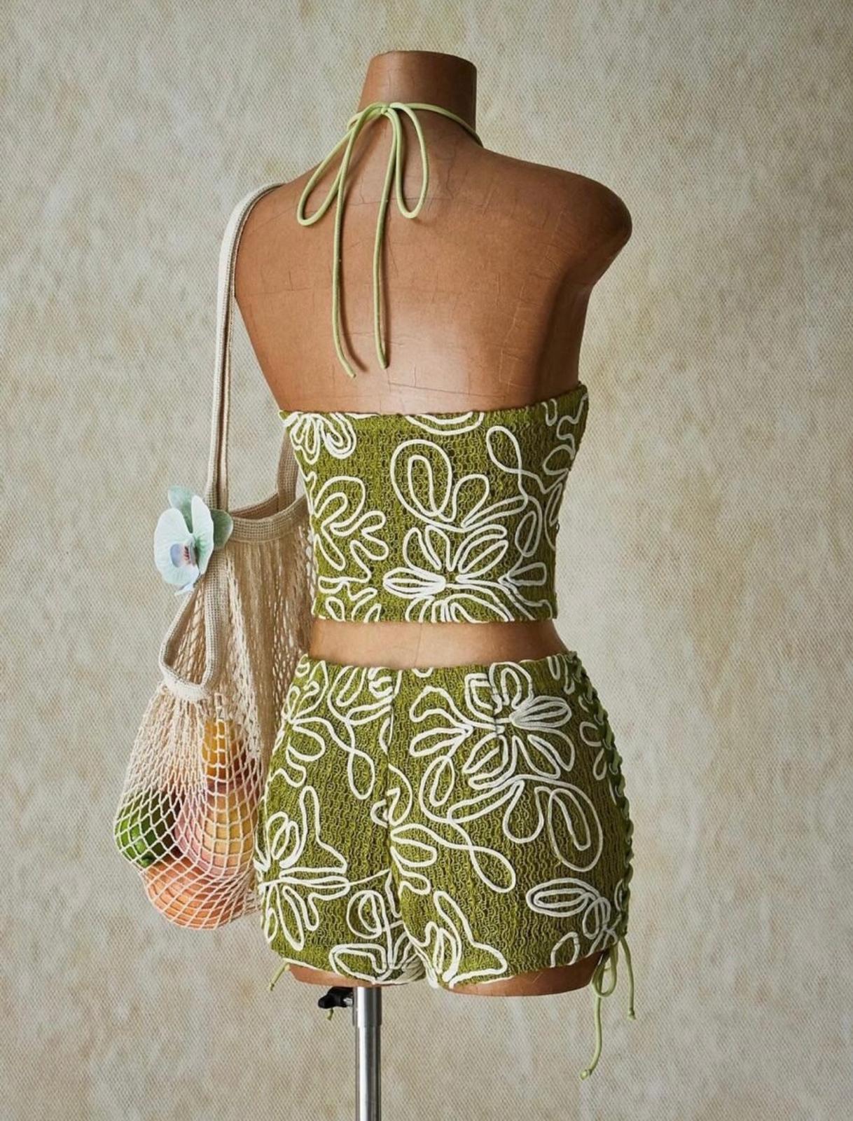 UCVOGUE embroidered matching vibes top & short pant outfit