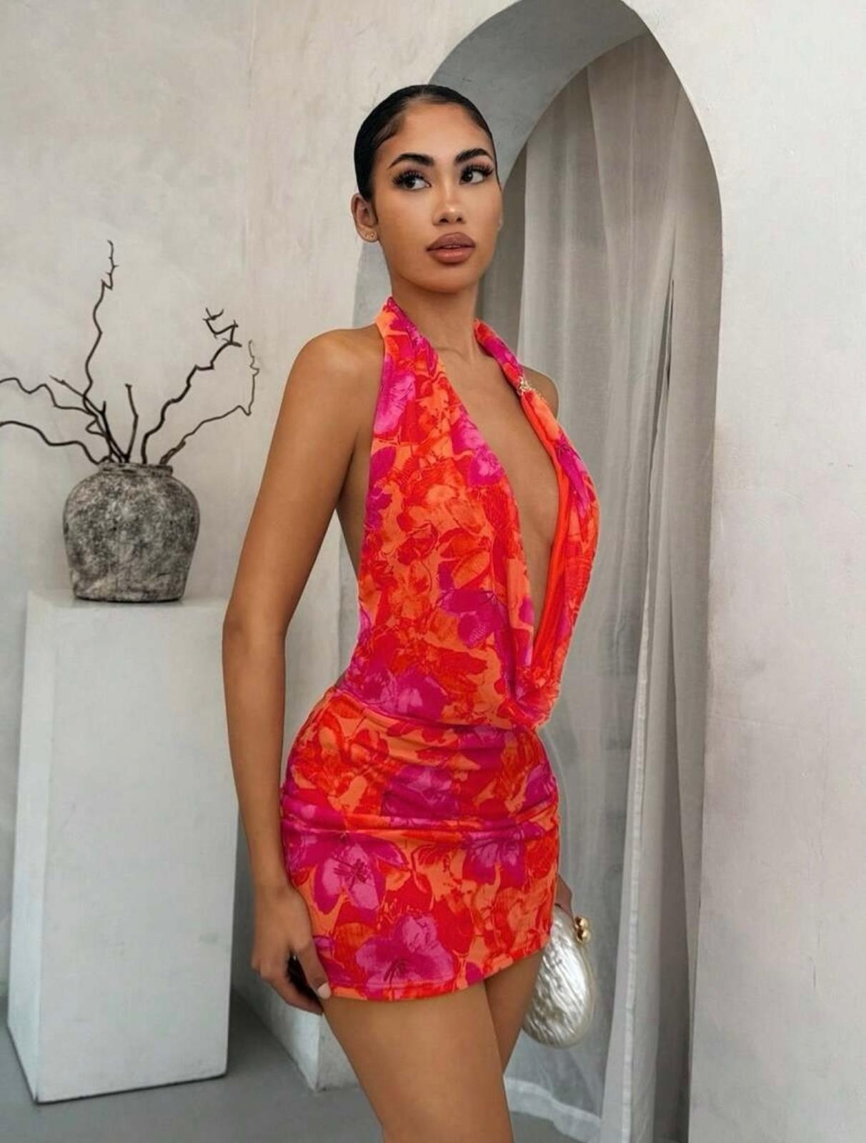 UCVOGUE open front star detail summer mini dress
