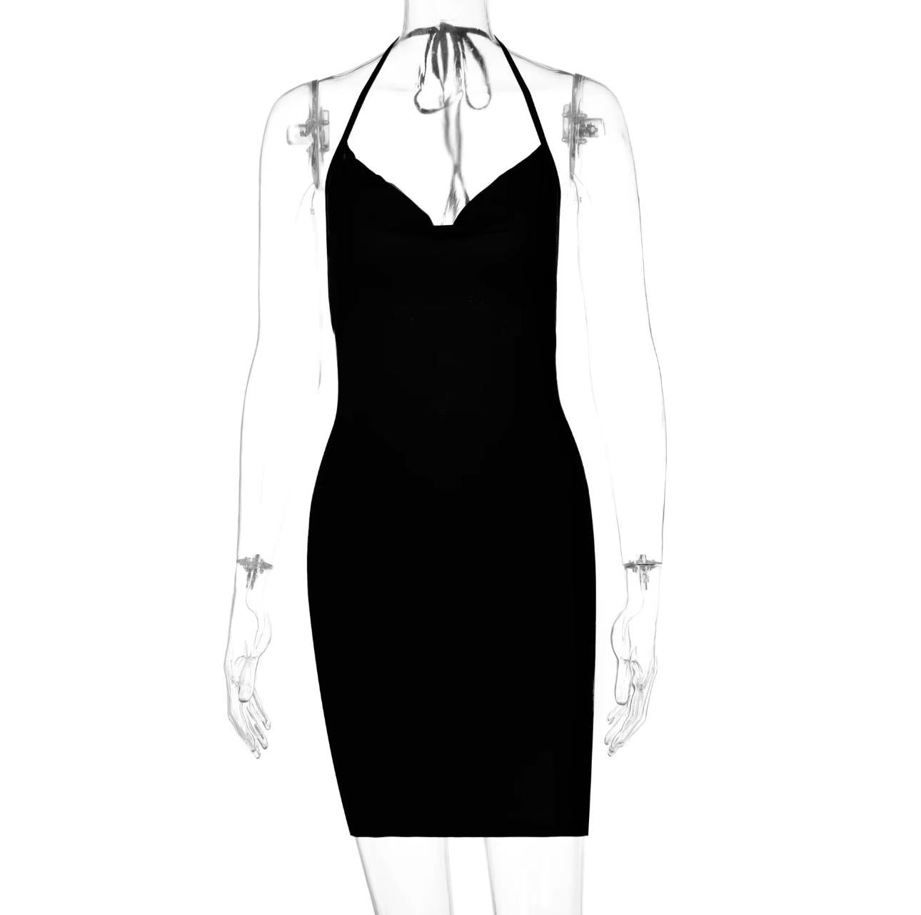 UCVOGUE summer backless solid open back sexy dress