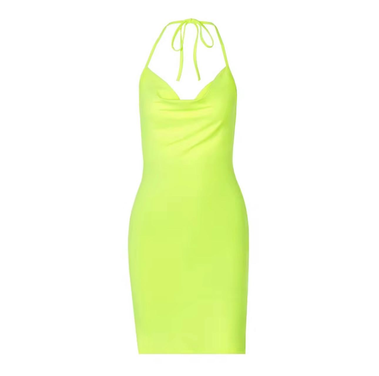 UCVOGUE summer backless solid open back sexy dress