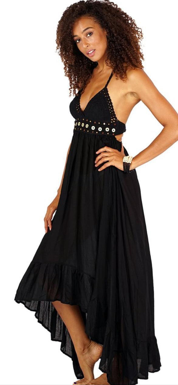 UCVOGUE Rsyon / crochet detail Maxi dress