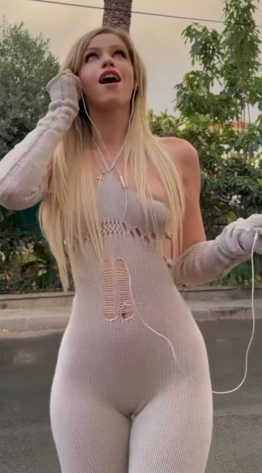 UCVOGUE sexy back knitting jumpsuit