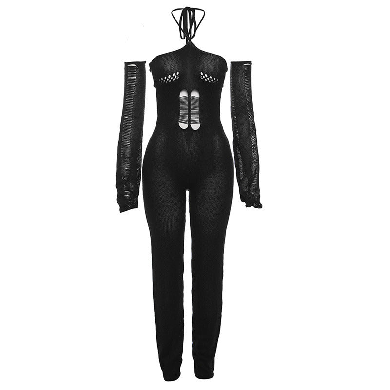 UCVOGUE sexy back knitting jumpsuit