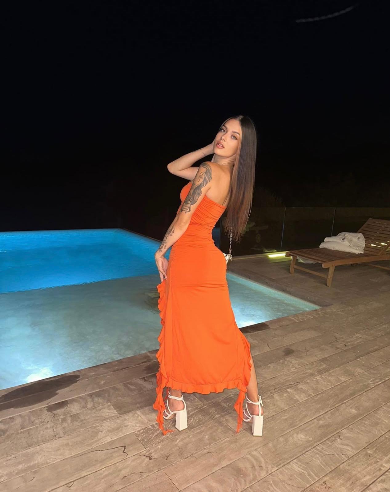 Rufina open back ruffles dress