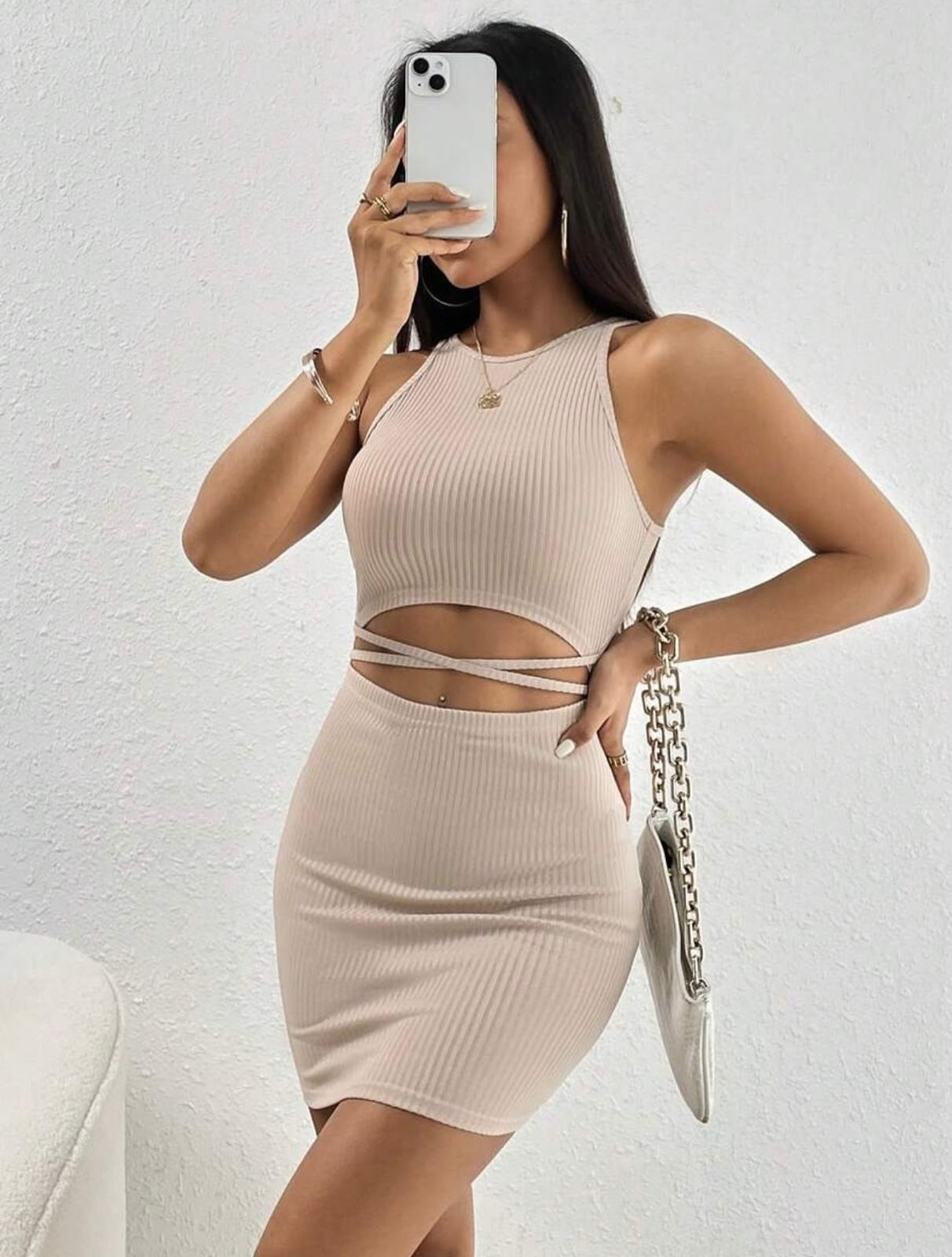 Cut out back tie dress