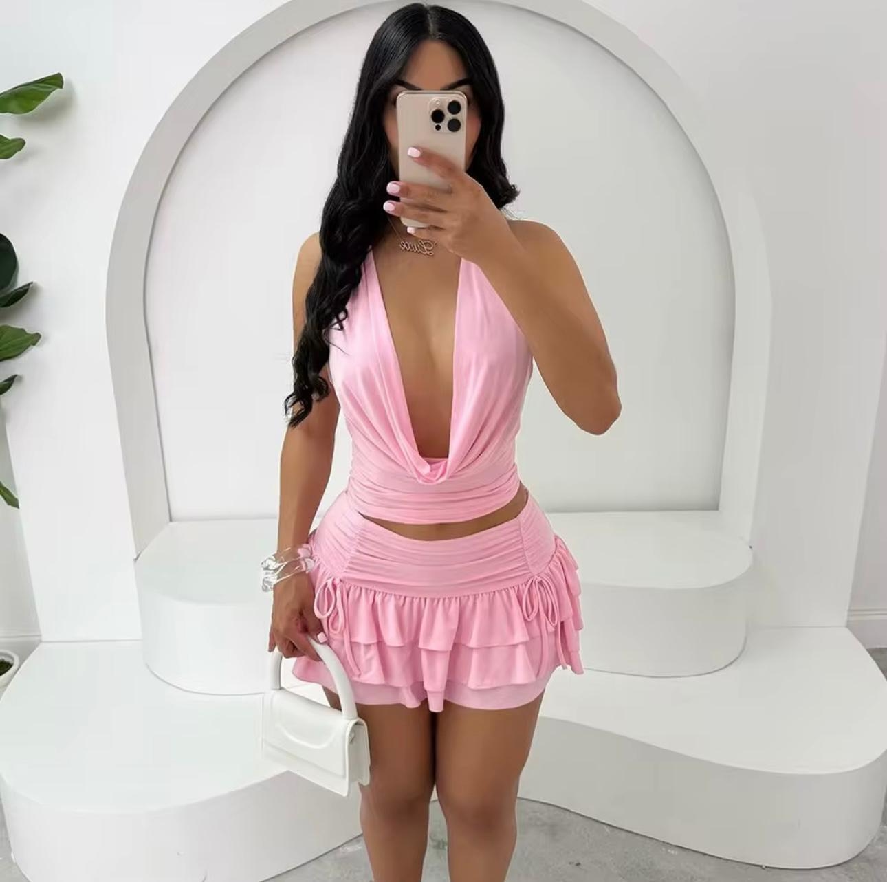 UCVOGUE short skirt / Top sexy set