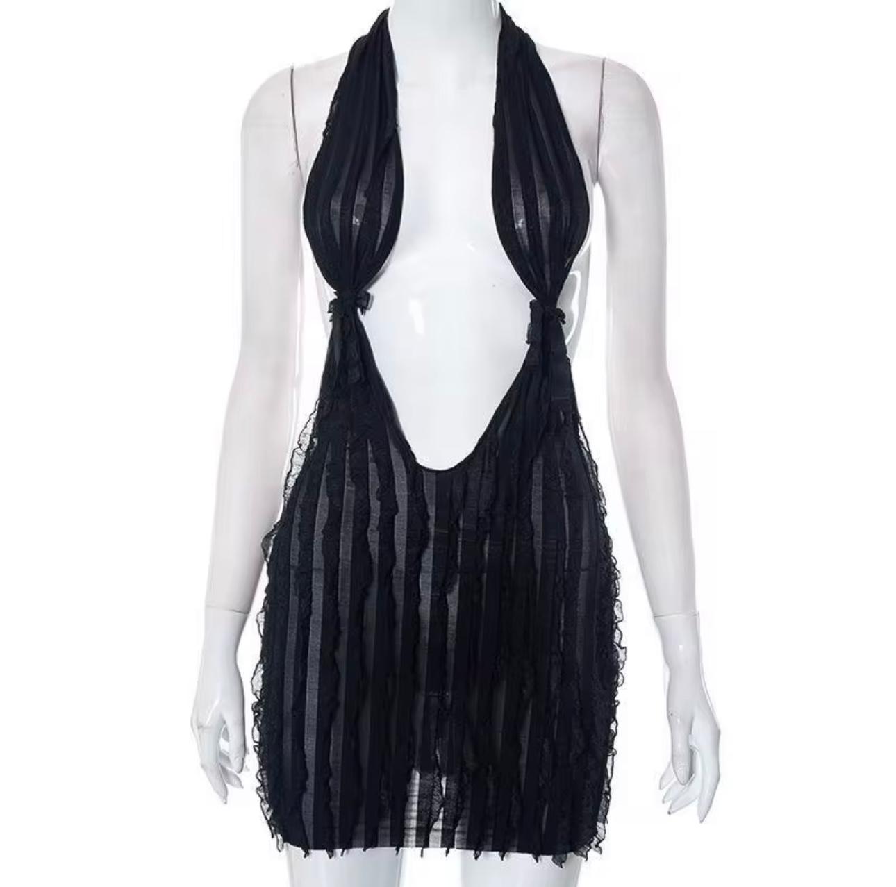 UCVOGUE Spring dress ripple v-neck sexy short dress