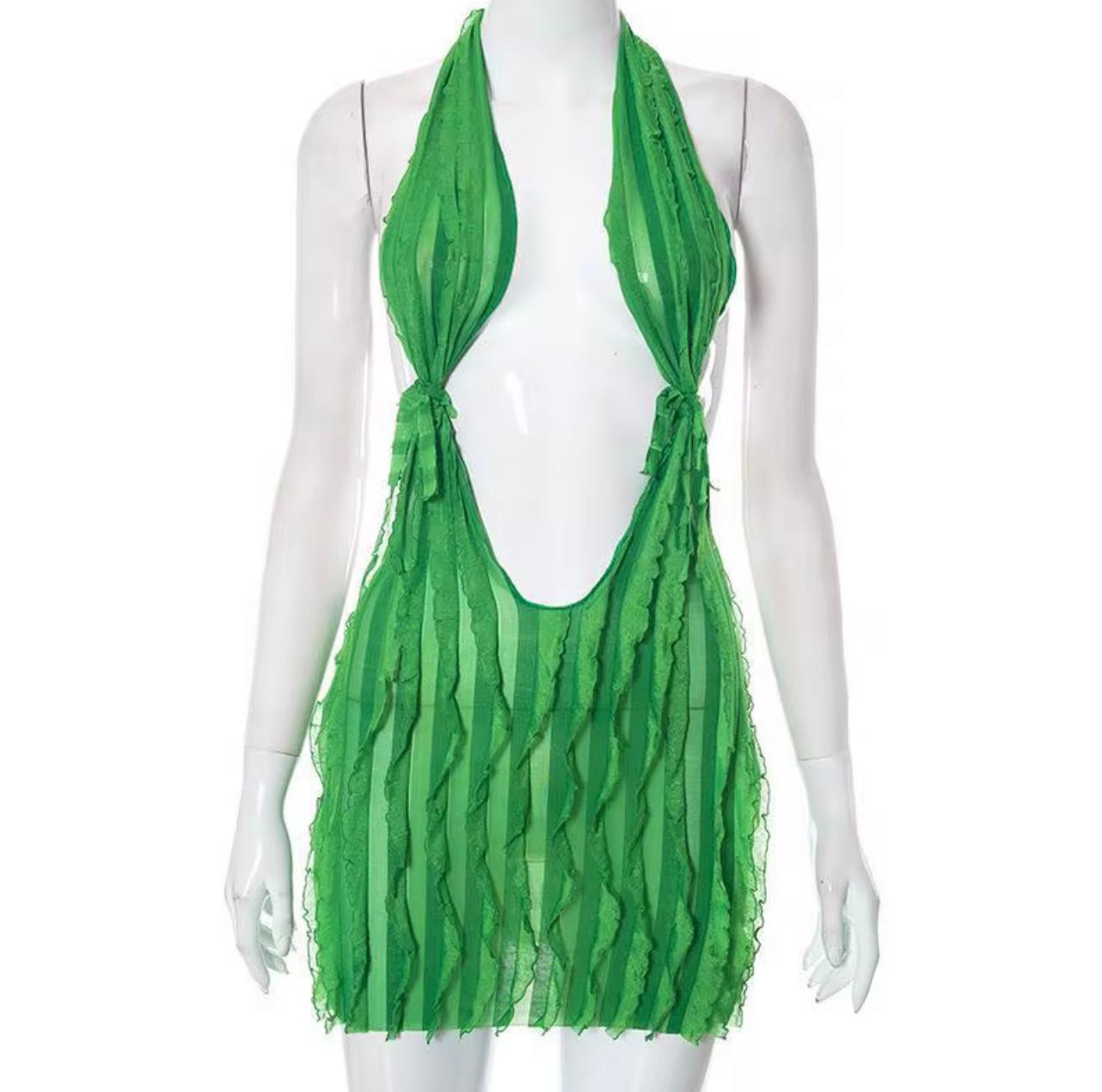 UCVOGUE Spring dress ripple v-neck sexy short dress