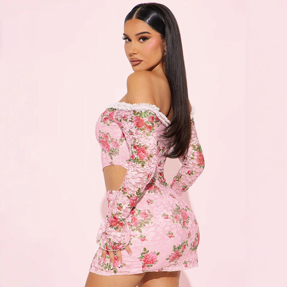 Paris floral sexy dress