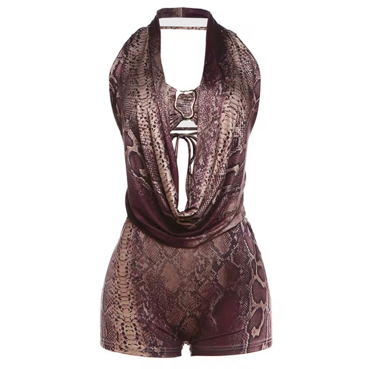 UCVOGUE summer sexy cloth stretch two piece short set with backless halter tube top