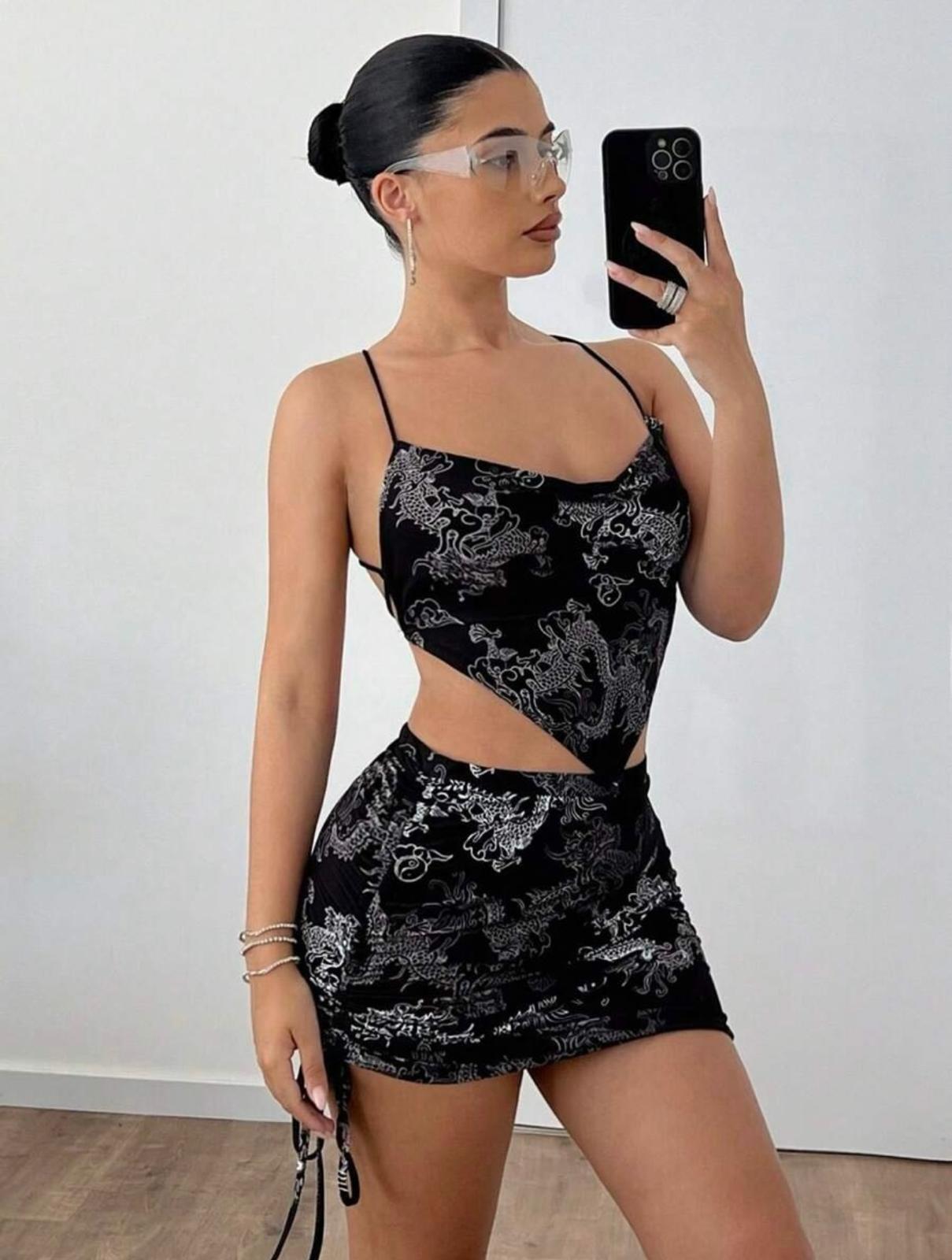 UCVOGUE matching sexy skirt Top set