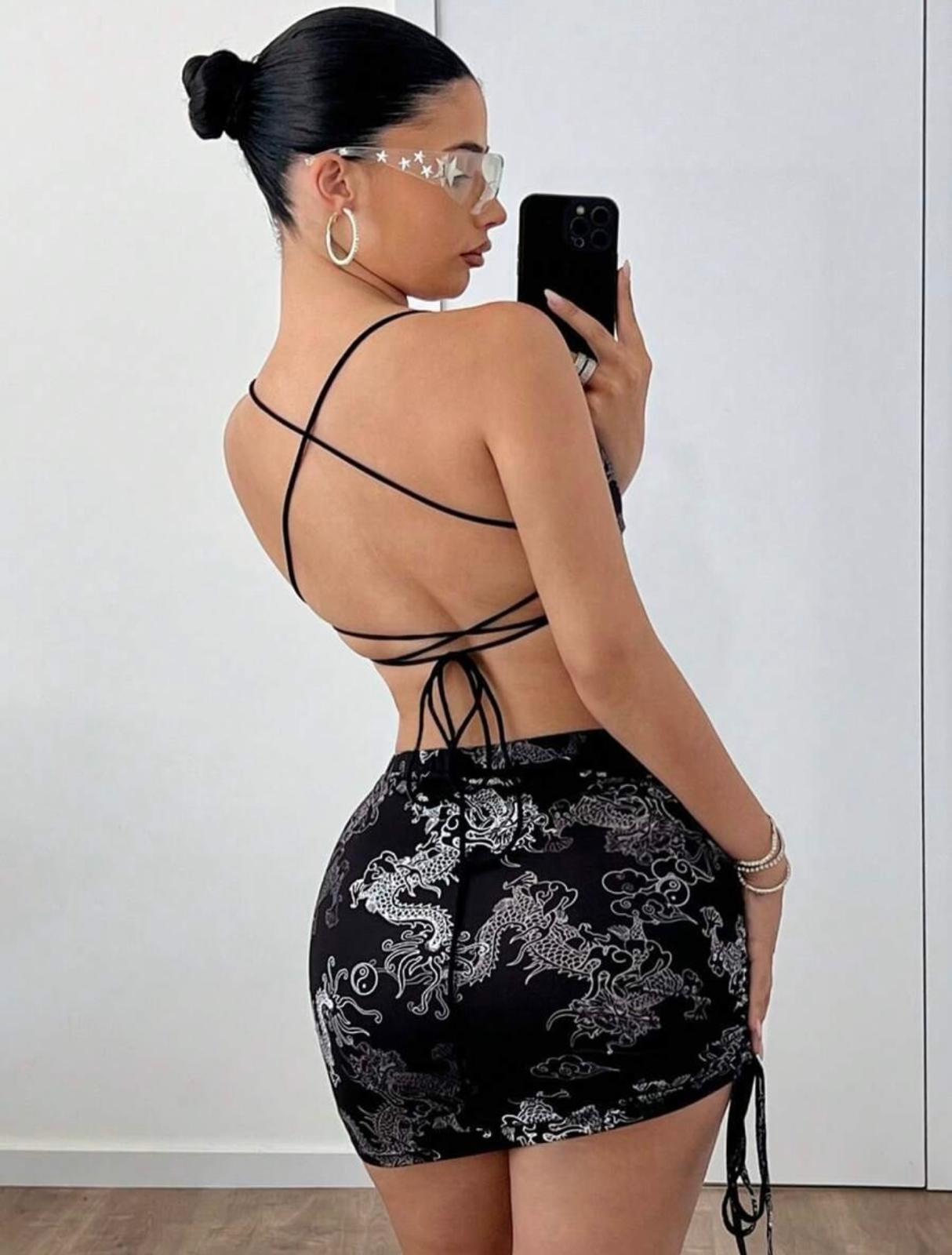 UCVOGUE matching sexy skirt Top set