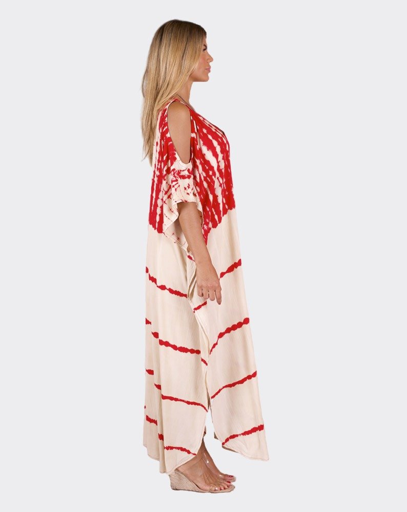 Creame & Red Sandy Boho Kaftan