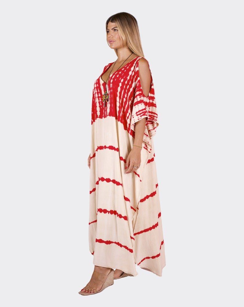 Creame & Red Sandy Boho Kaftan