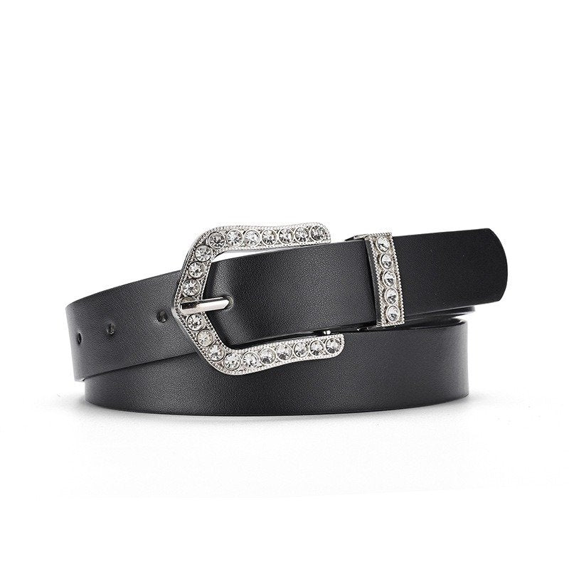 Belt With Diamond-encrusted Buckle