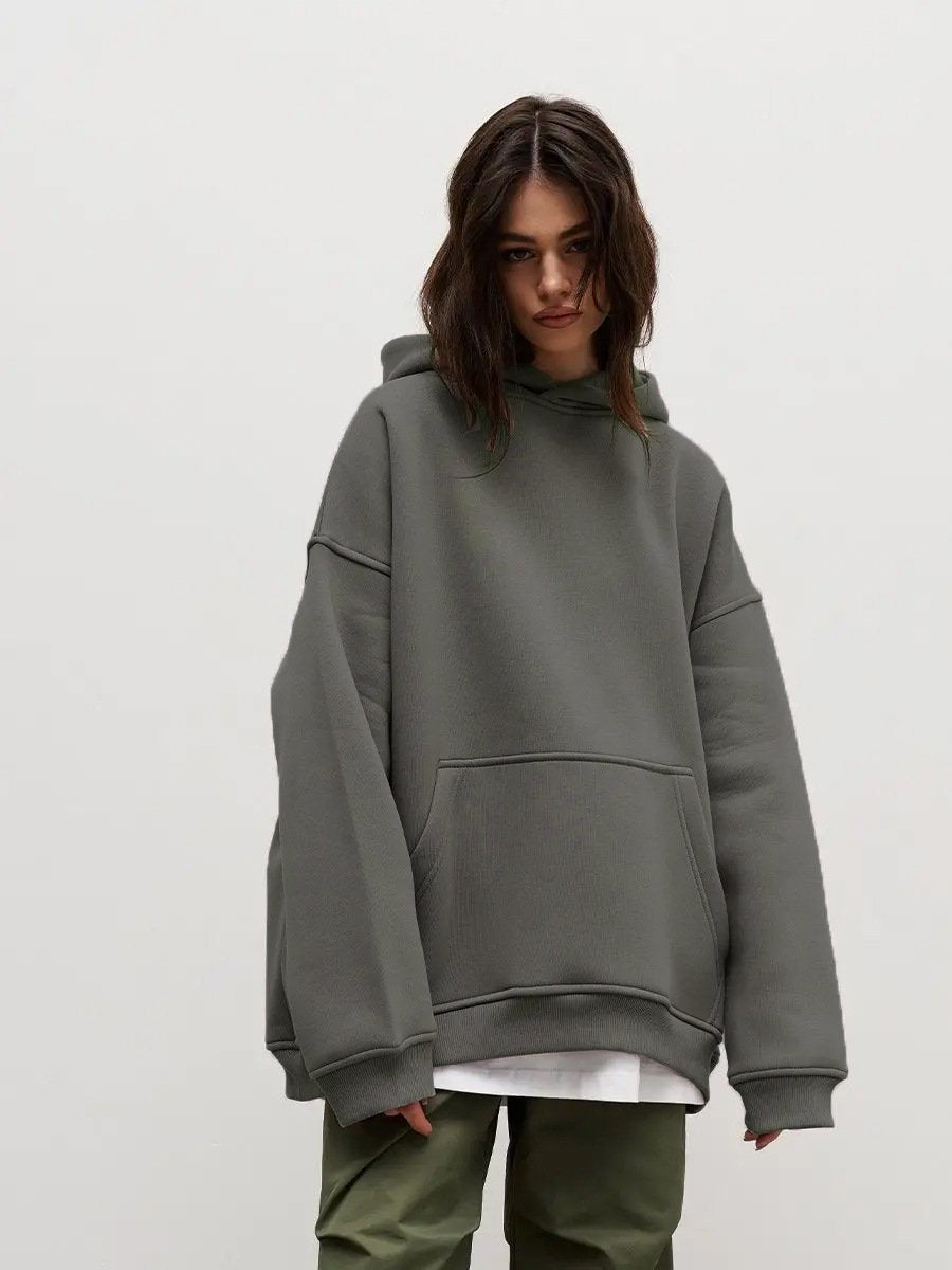 Wind Fleece Loose Pocket Hoodie