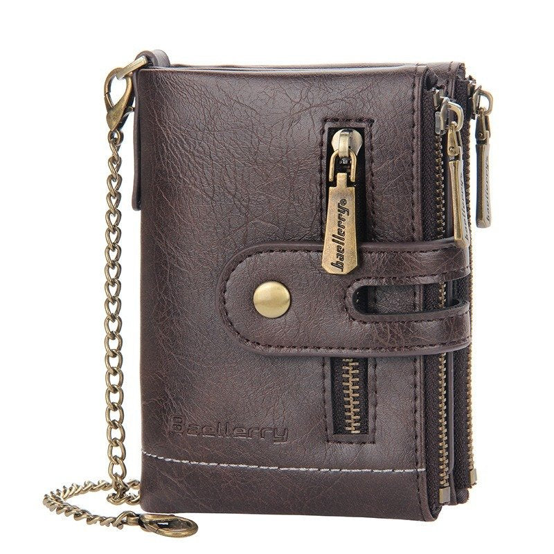 Men's Short Style Wallet With Double Pocket