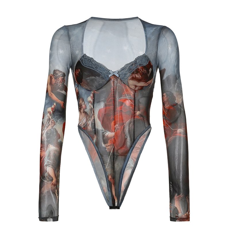 Bodysuit With V-neckline And Long Sleeves