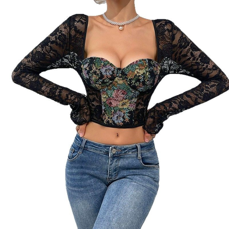 Floral printed court corset