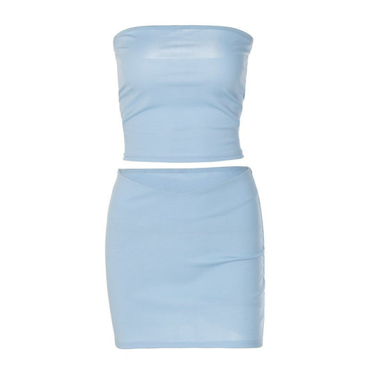 Slim Fit Short Skirt Set